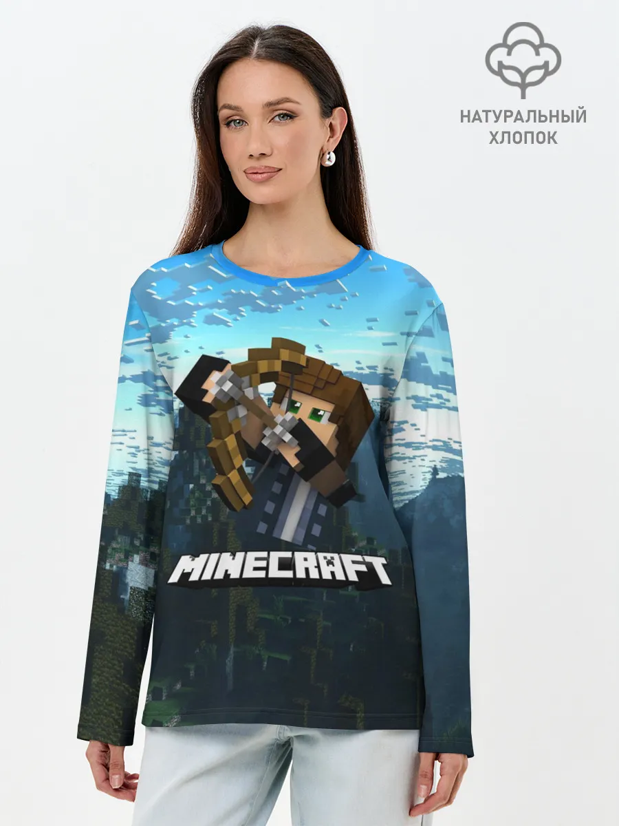 Лонгслив женский. Хлопок / Minecraft / Майнкрафт