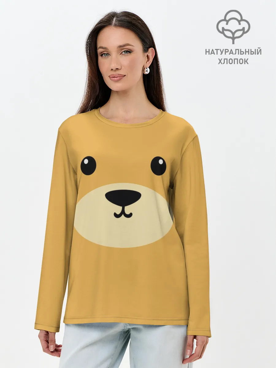 Лонгслив женский. Хлопок / Мишка