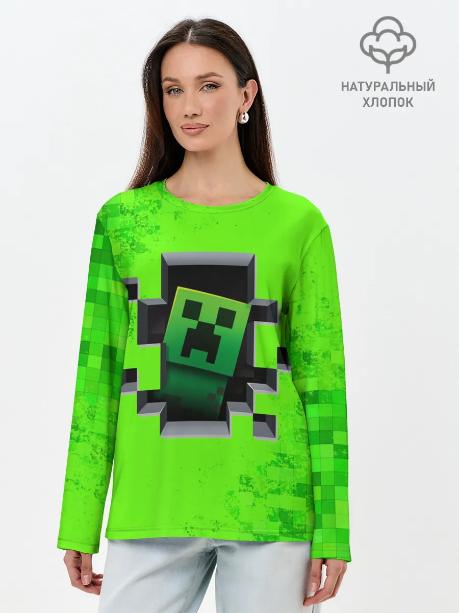 Лонгслив женский. Хлопок / MINECRAFT