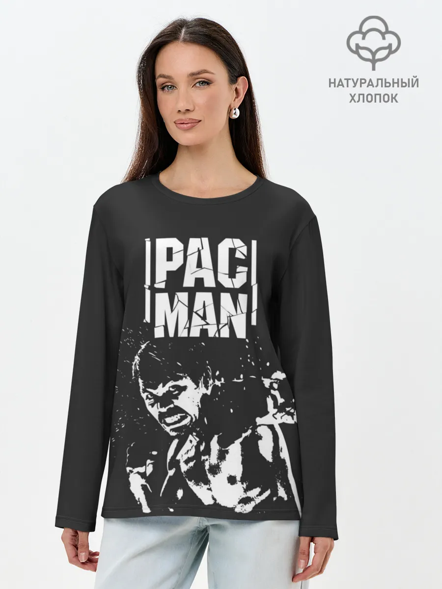 Лонгслив женский. Хлопок / Pac Man