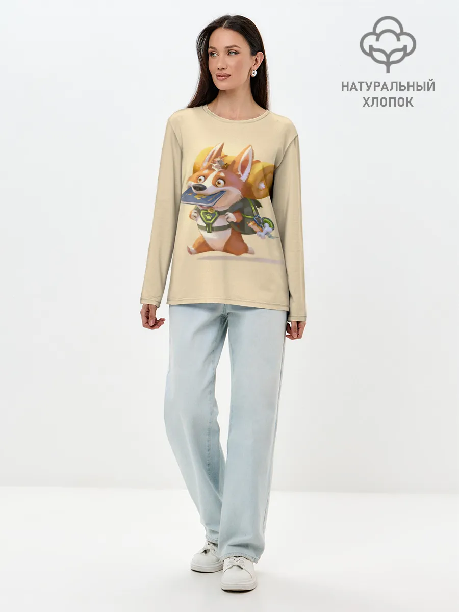 Лонгслив женский. Хлопок / КОРГИ ПУТЕШЕСТВЕННИК