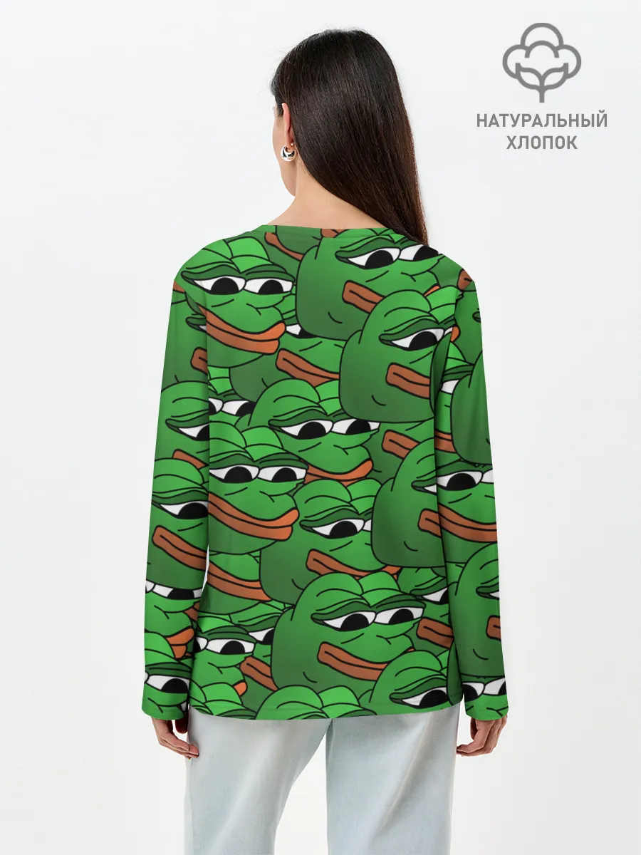 Лонгслив женский. Хлопок / Pepe The Frog