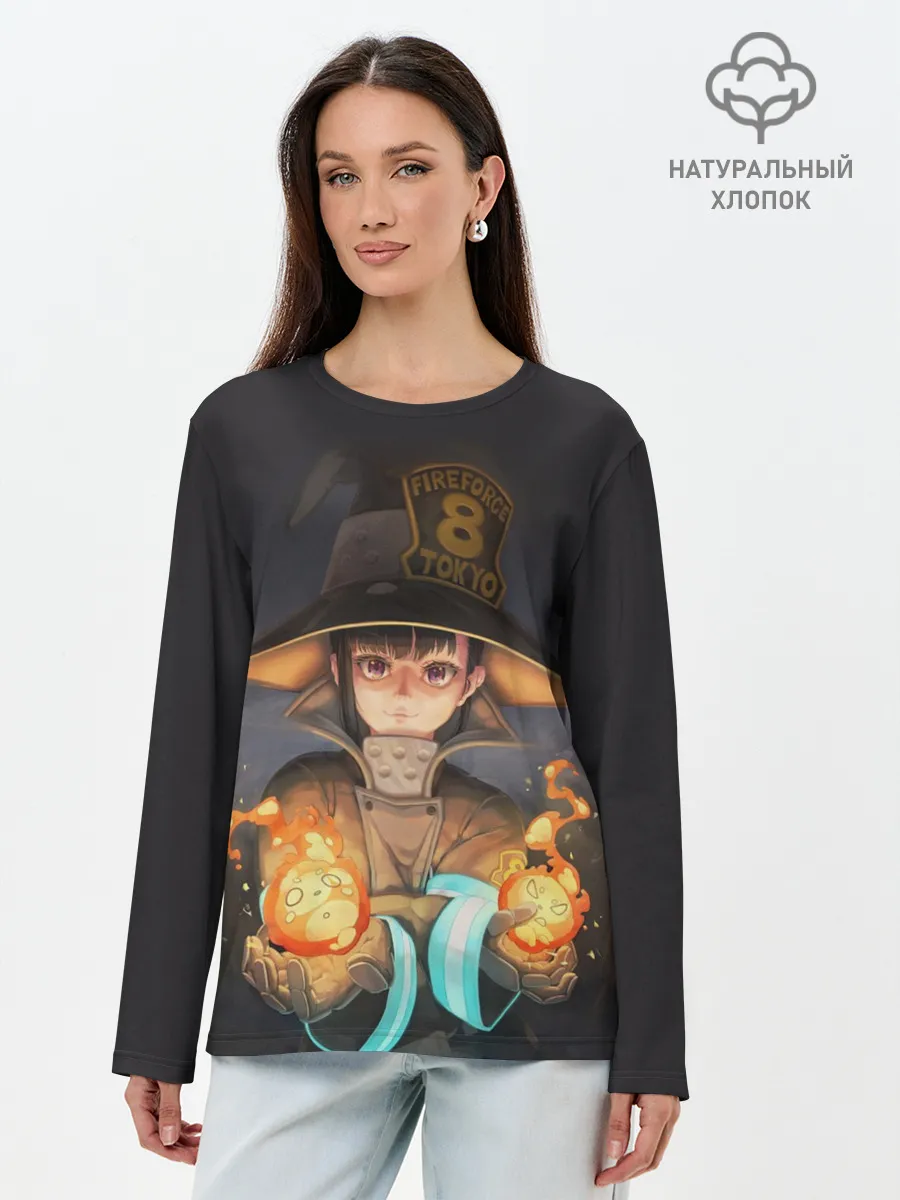 Лонгслив женский. Хлопок / enenno shouboutai Fire Force