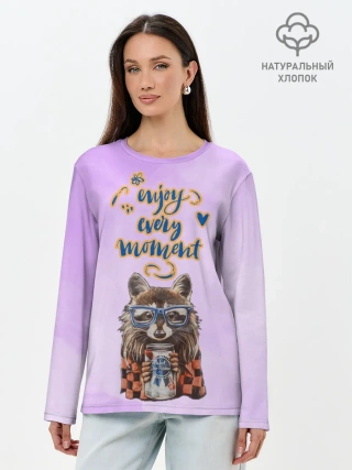 Лонгслив женский. Хлопок / Енот