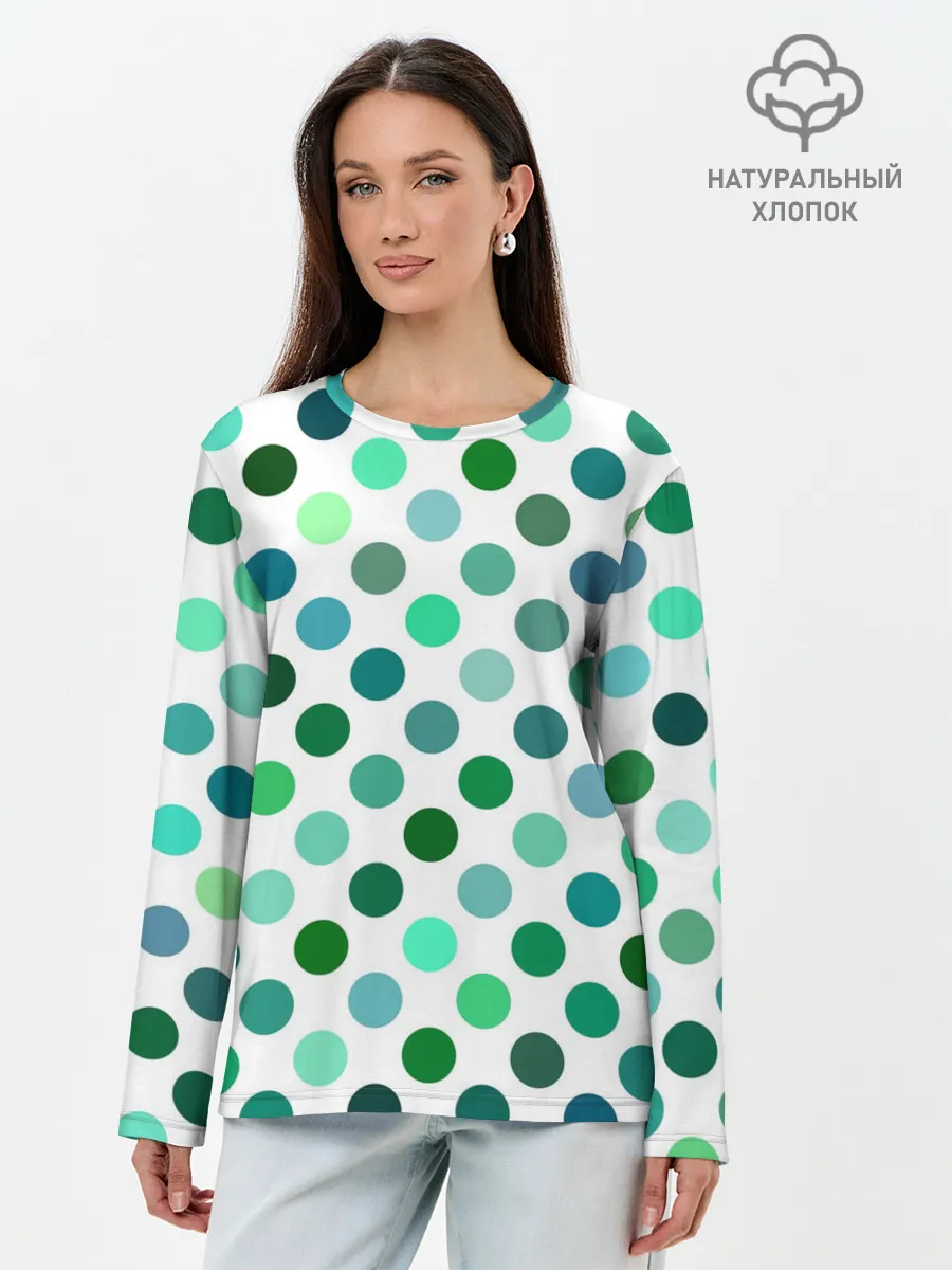 Лонгслив женский. Хлопок / Горох