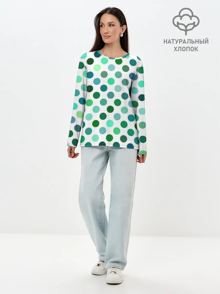 Лонгслив женский. Хлопок / Горох