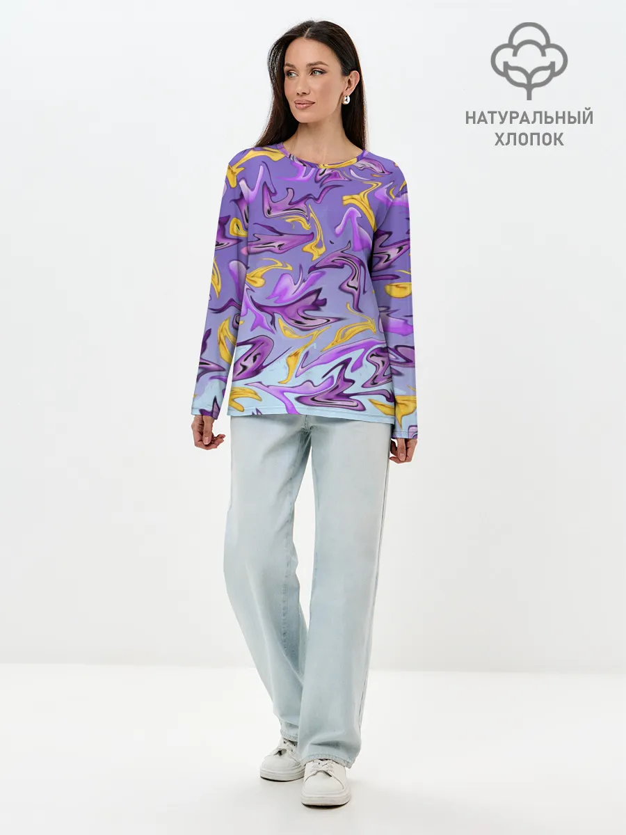 Лонгслив женский. Хлопок / Абстракция
