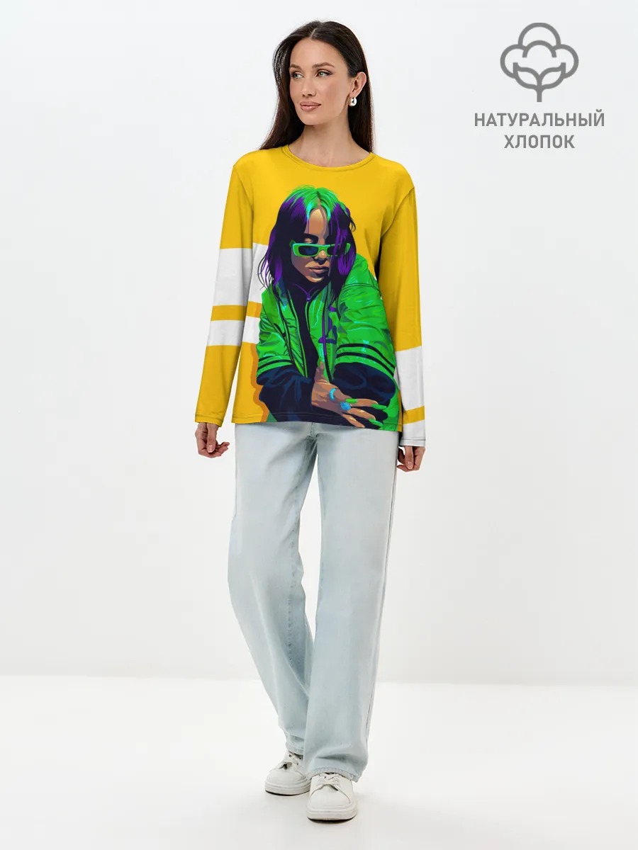 Лонгслив женский. Хлопок / Green Eilish