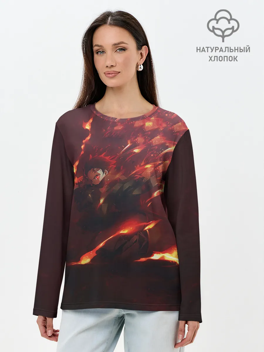 Лонгслив женский. Хлопок / Танджиро Камадо