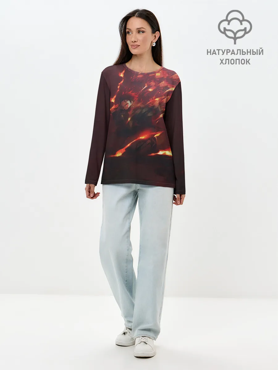 Лонгслив женский. Хлопок / Танджиро Камадо