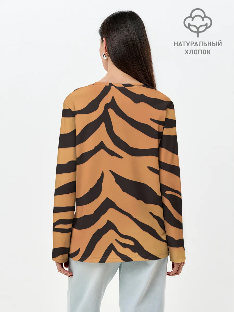 Лонгслив женский. Хлопок / Тигриный камуфляж