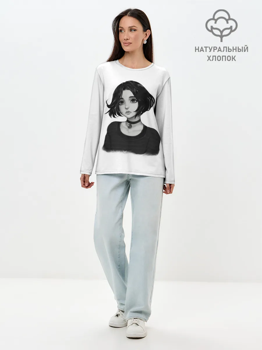 Лонгслив женский. Хлопок / Девушка Думер