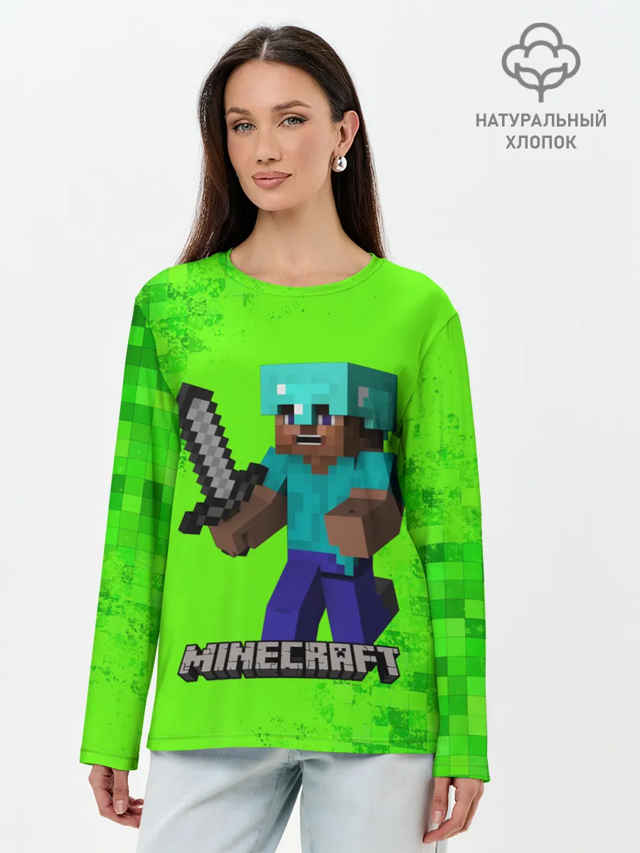 Лонгслив женский. Хлопок / MINECRAFT
