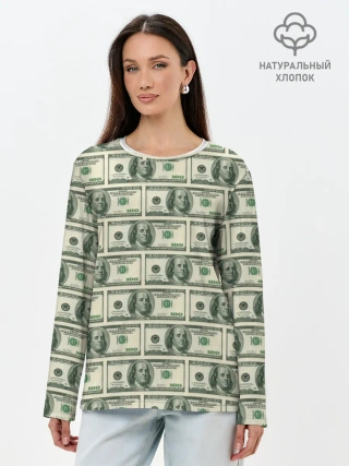 Лонгслив женский. Хлопок / Денежная тема