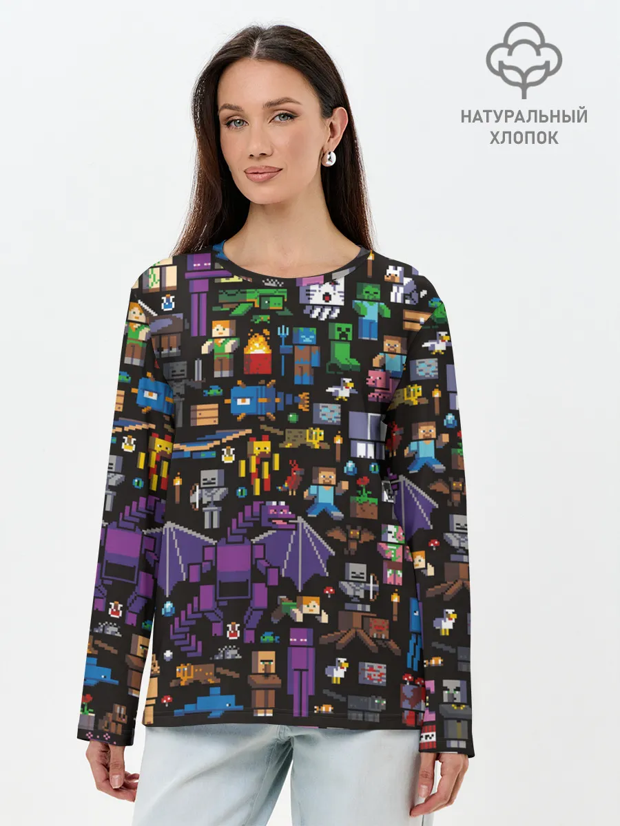 Лонгслив женский. Хлопок / MINECRAFT | МАЙНКРАФТ