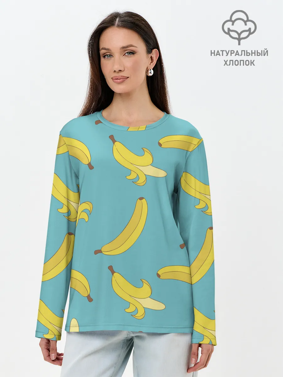 Лонгслив женский. Хлопок / Банановый дождь