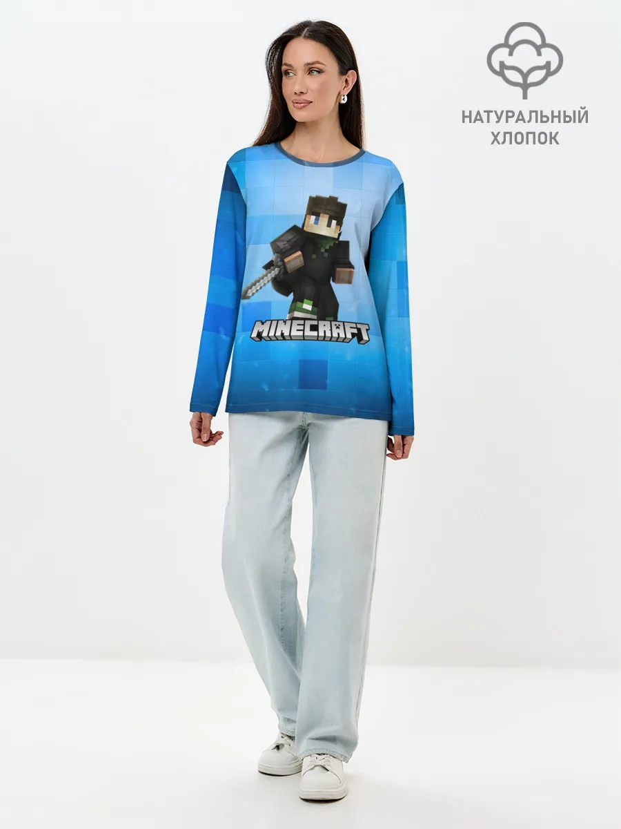 Лонгслив женский. Хлопок / Minecraft / Майнкрафт