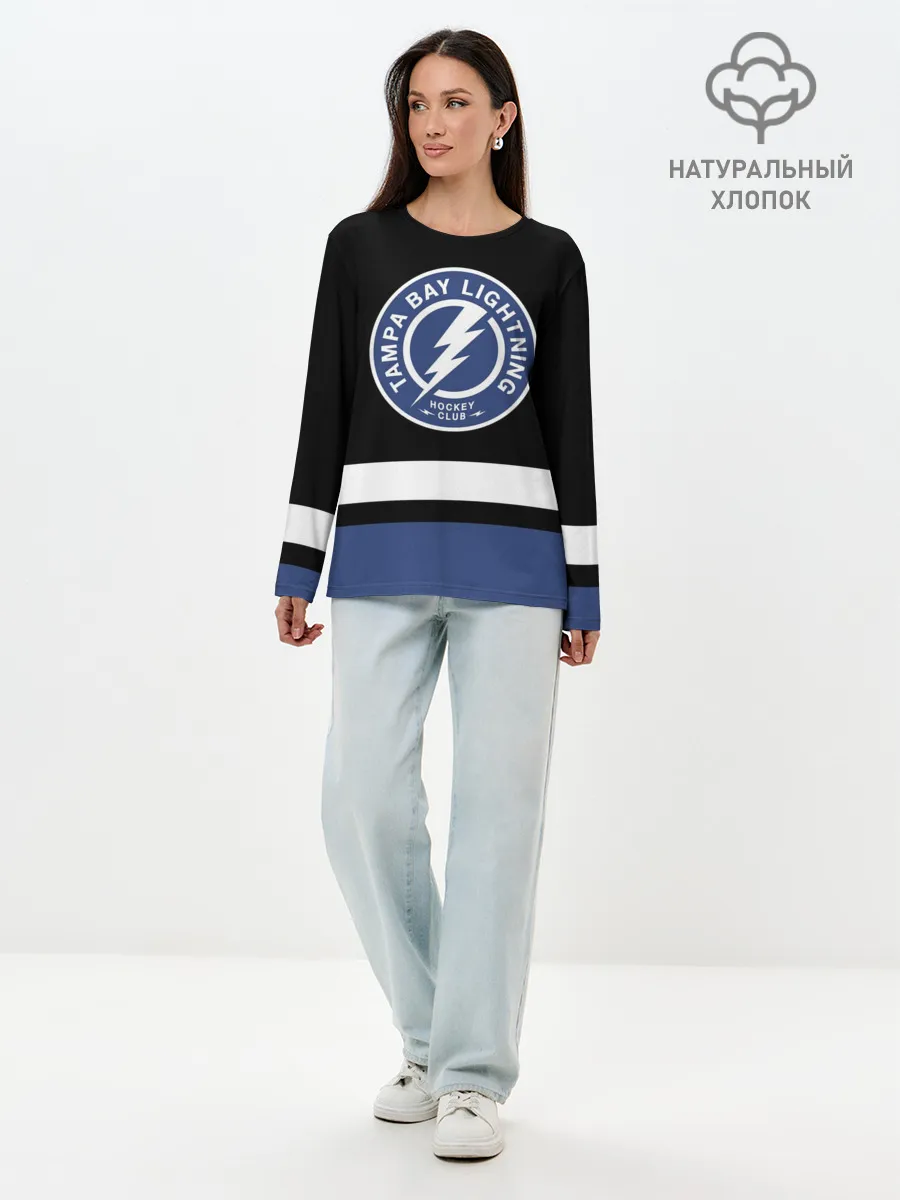 Лонгслив женский. Хлопок / Тампа-Бэй Лайтнинг
