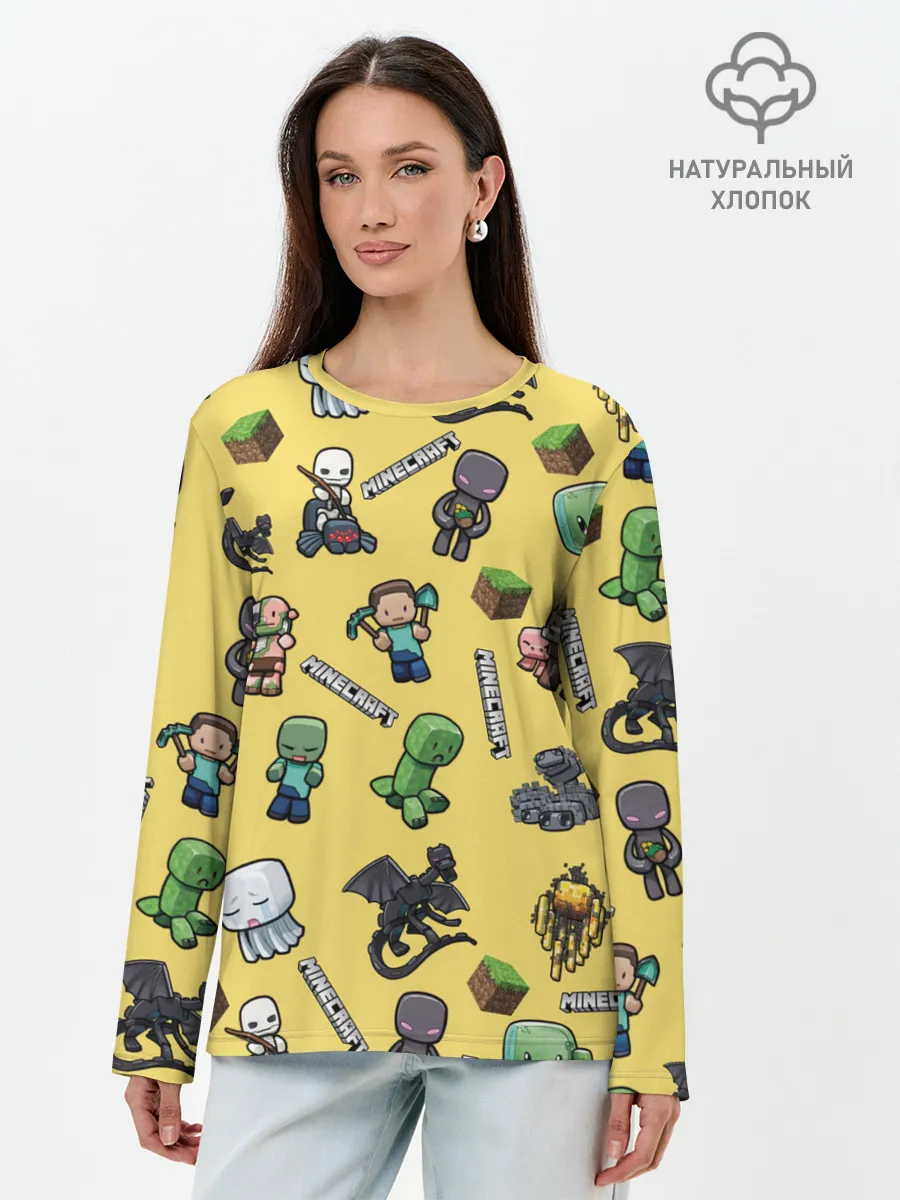 Лонгслив женский. Хлопок / MINECRAFT