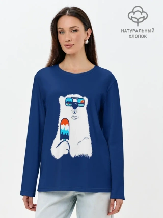 Лонгслив женский. Хлопок / Мишка