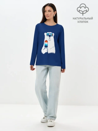 Лонгслив женский. Хлопок / Мишка