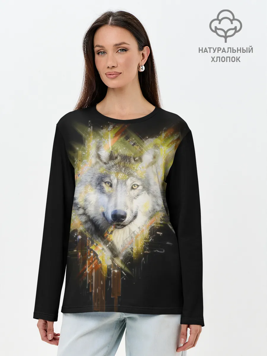Лонгслив женский. Хлопок / Волчий тотем