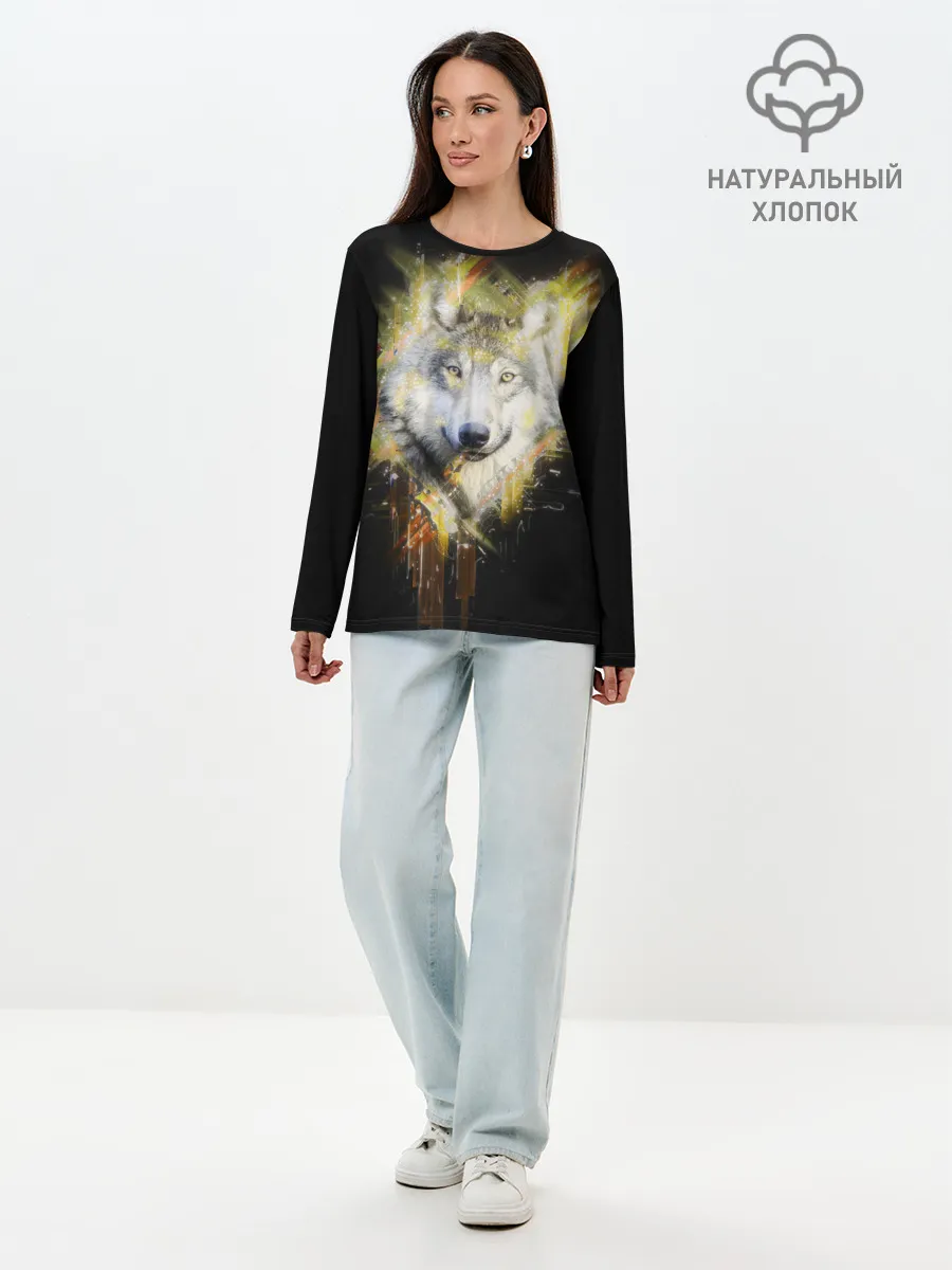 Лонгслив женский. Хлопок / Волчий тотем