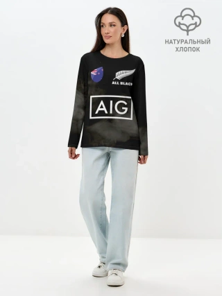 Лонгслив женский. Хлопок / ALL BLACKS
