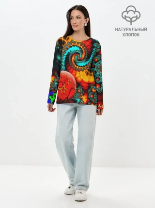 Лонгслив женский. Хлопок / СТОЛКНОВЕНИЕ ПЛАНЕТ