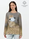 Лонгслив женский. Хлопок / Земляной кошак с расенганом