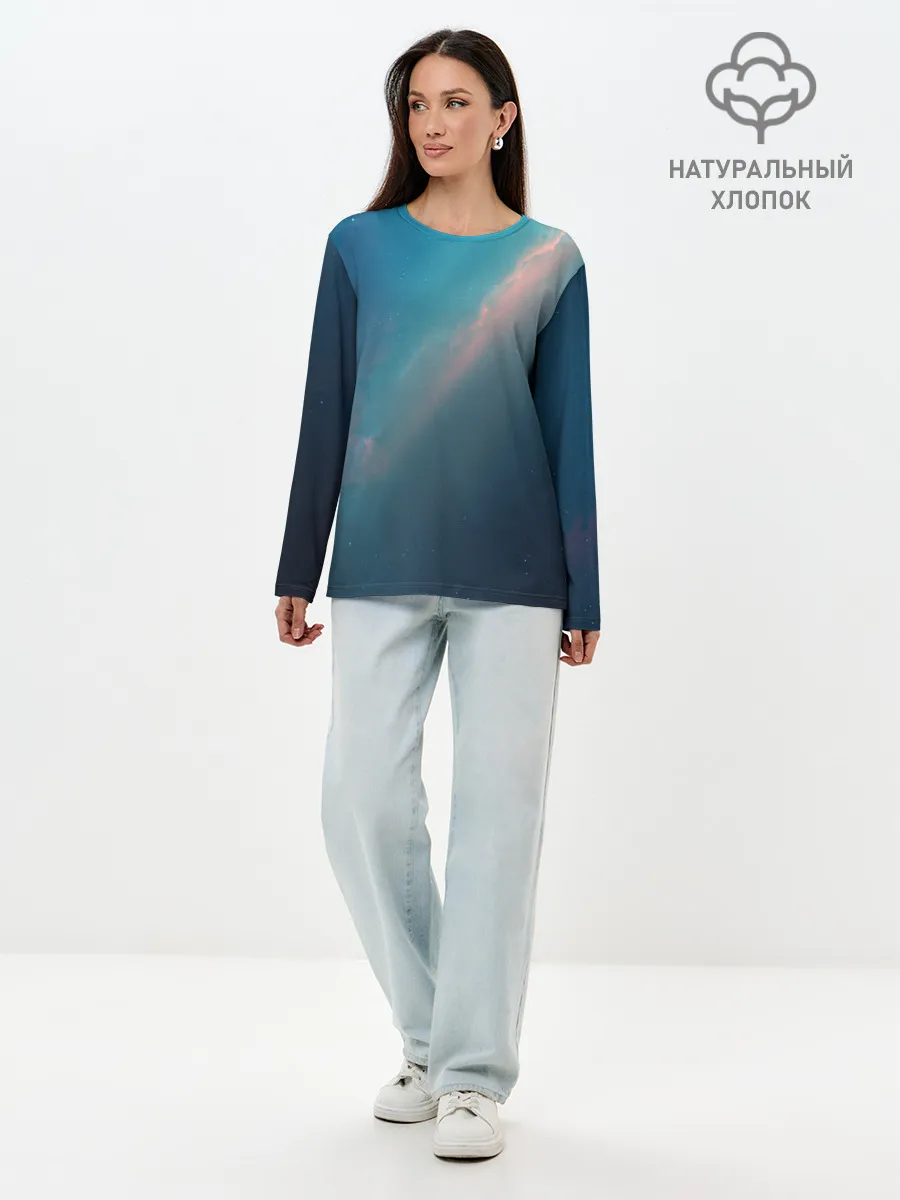 Лонгслив женский. Хлопок / Космос