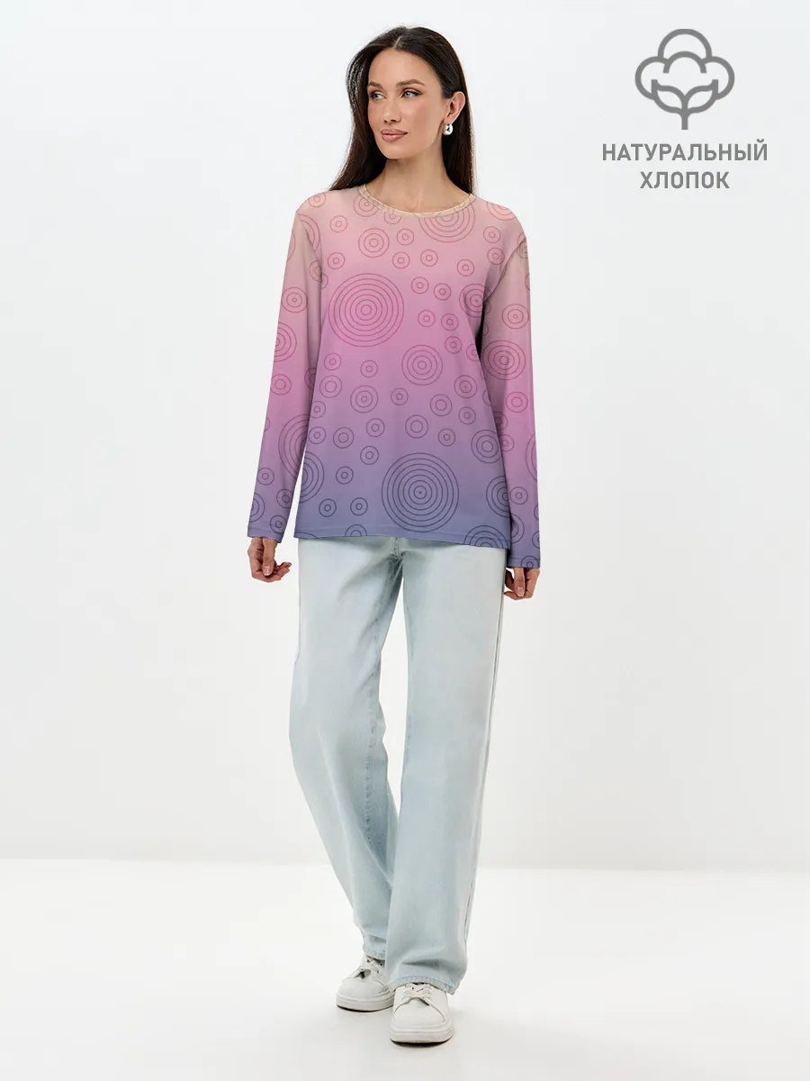 Лонгслив женский. Хлопок / Абстрактный узор