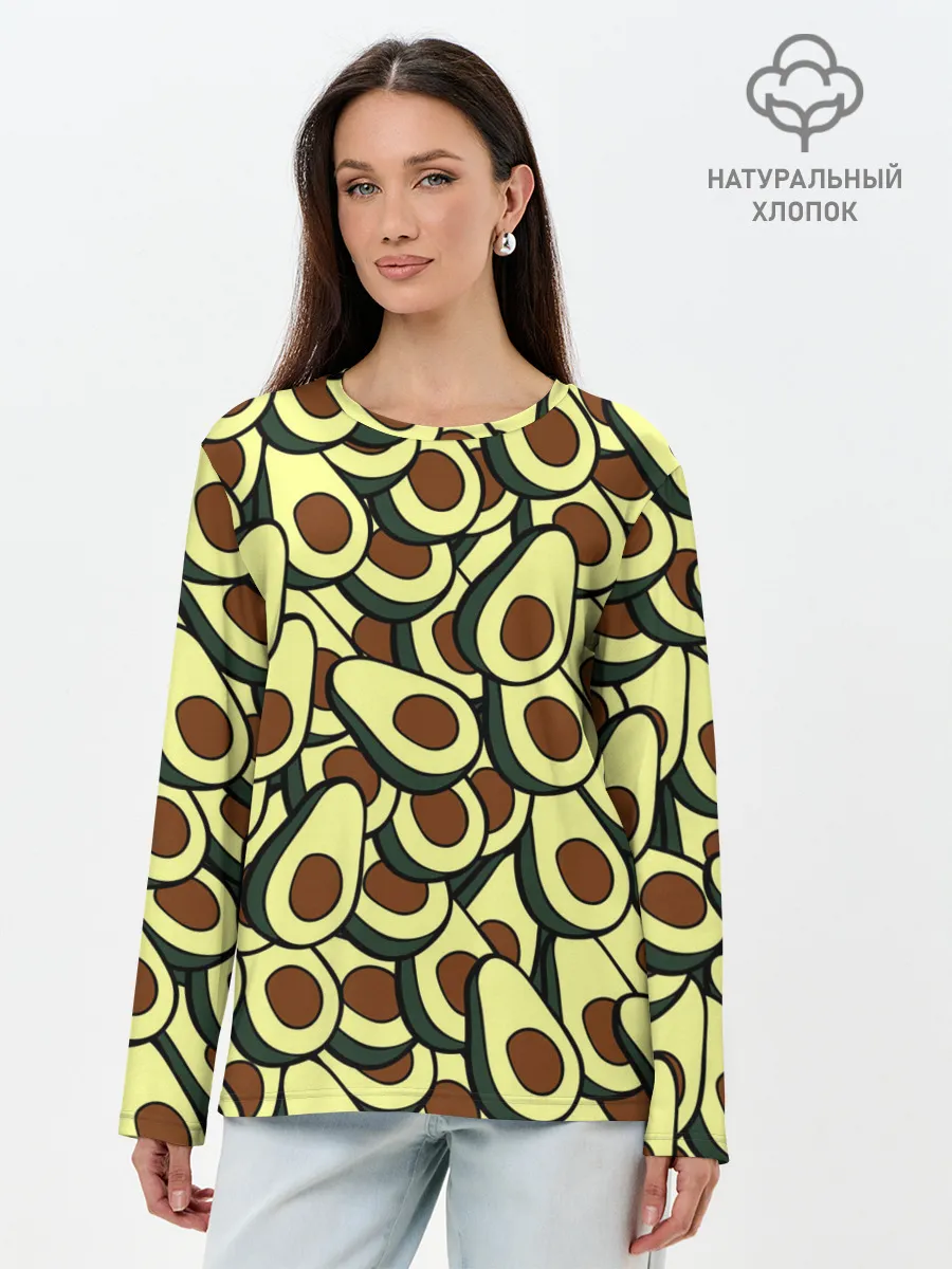 Лонгслив женский. Хлопок / Авокадо