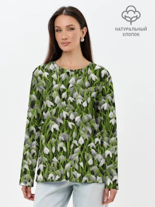 Лонгслив женский. Хлопок / Подснежники