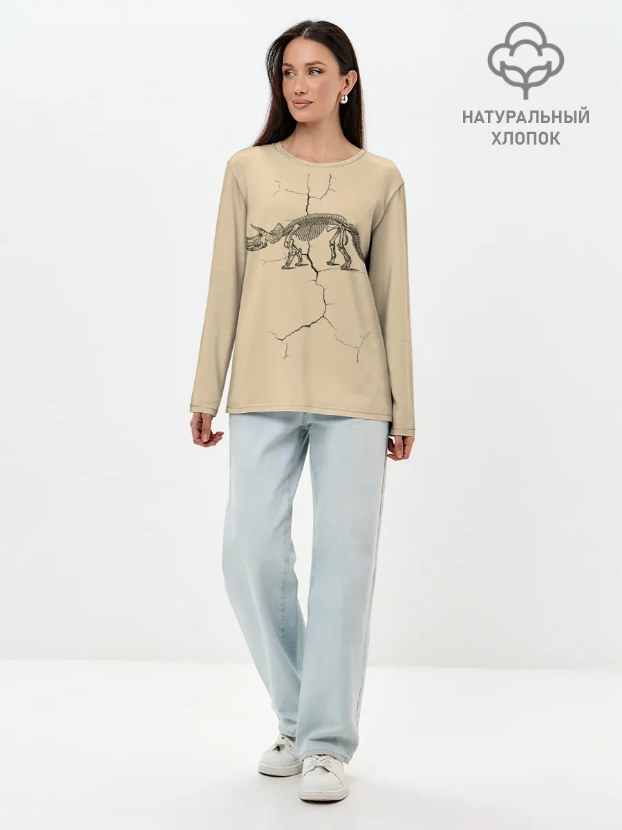 Лонгслив женский. Хлопок / Triceratops skeleton