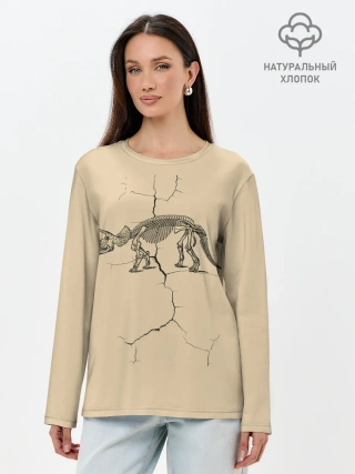 Лонгслив женский. Хлопок / Triceratops skeleton