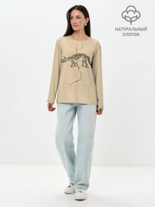 Лонгслив женский. Хлопок / Triceratops skeleton