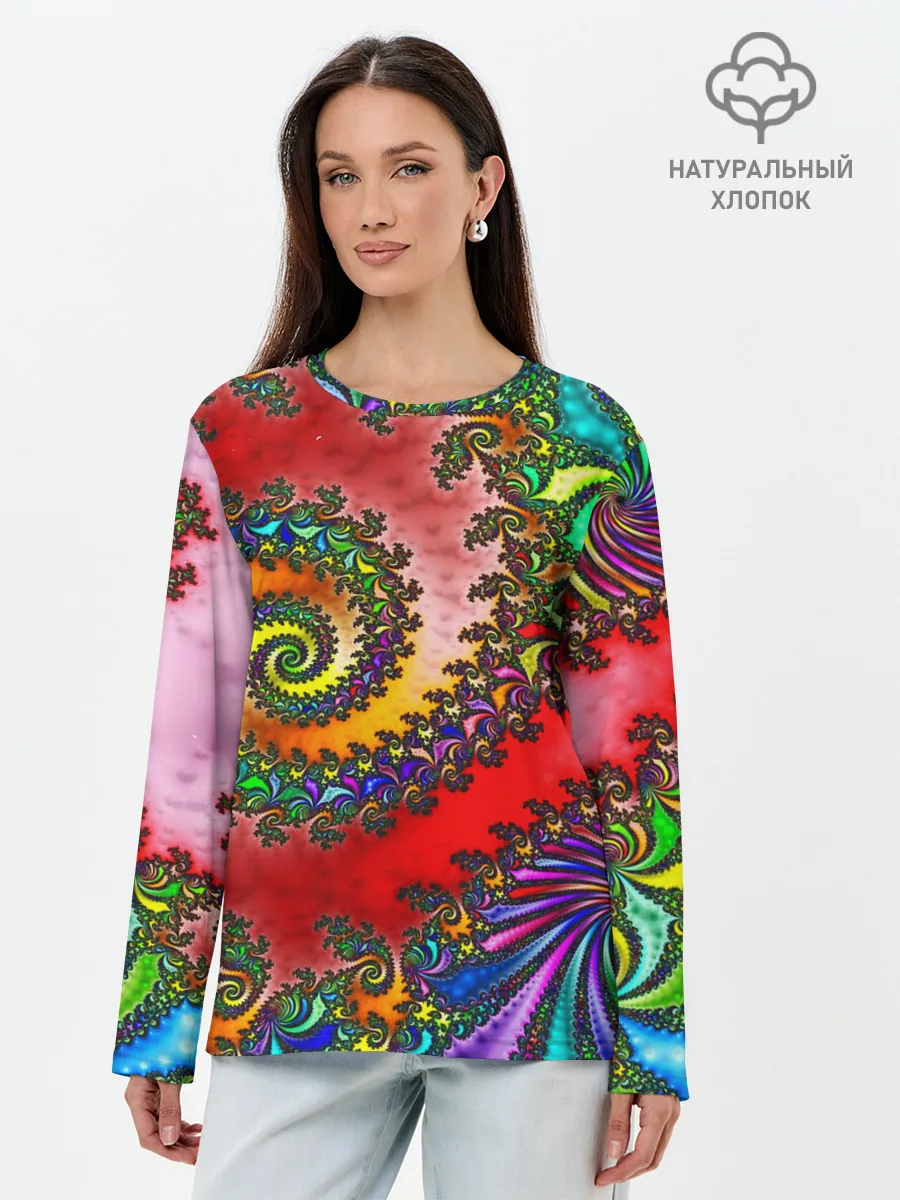 Лонгслив женский. Хлопок / ФРАКТАЛЬНЫЙ УЗОР