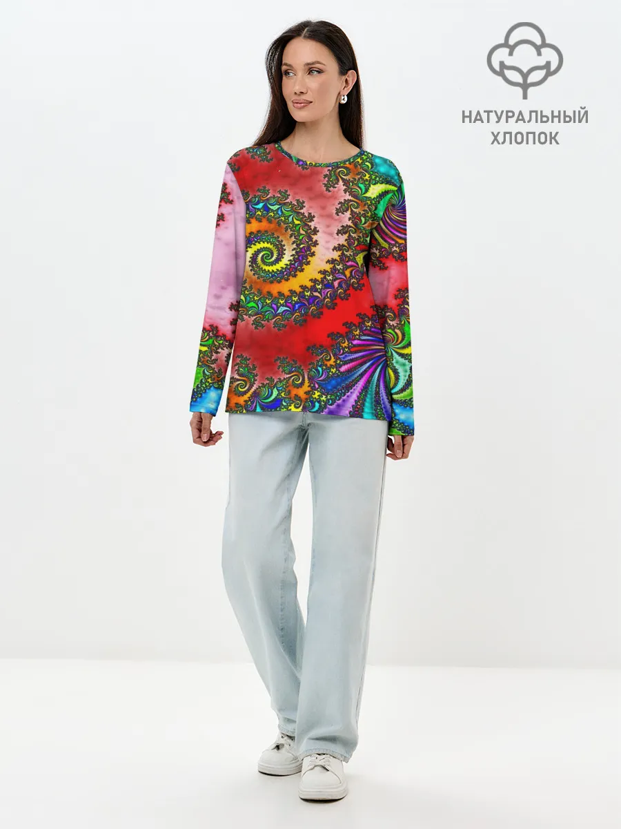 Лонгслив женский. Хлопок / ФРАКТАЛЬНЫЙ УЗОР