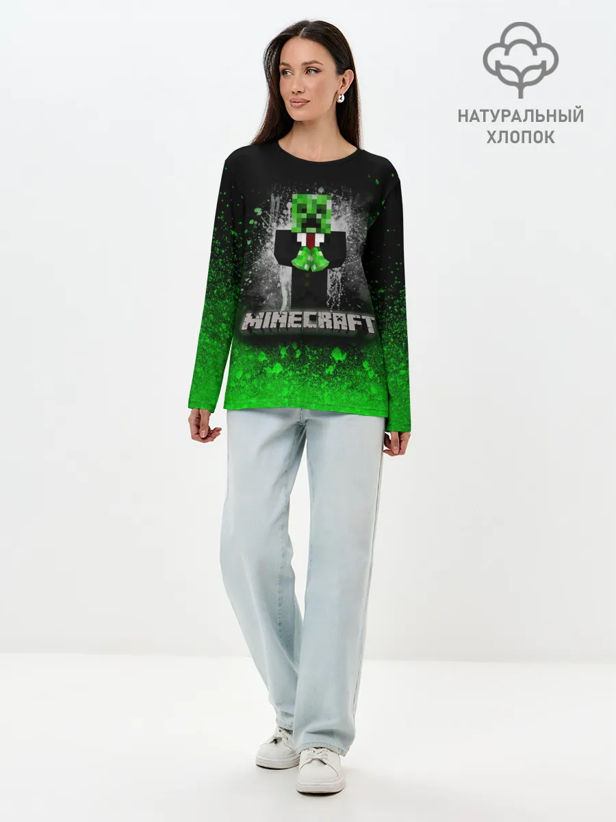 Лонгслив женский. Хлопок / MINECRAFT