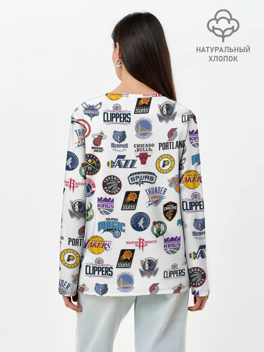 Лонгслив женский. Хлопок / NBA Pattern | НБА Паттерн