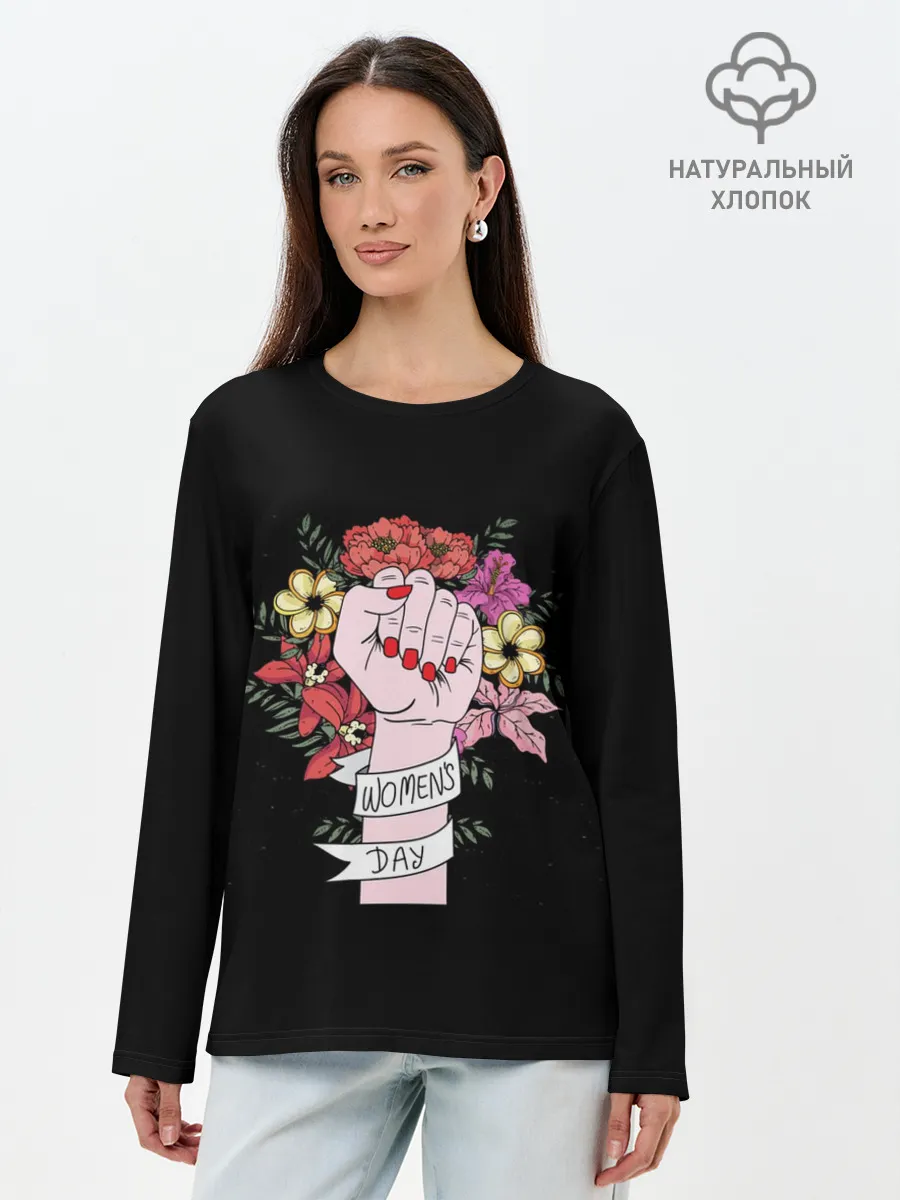 Лонгслив женский. Хлопок / 8 марта