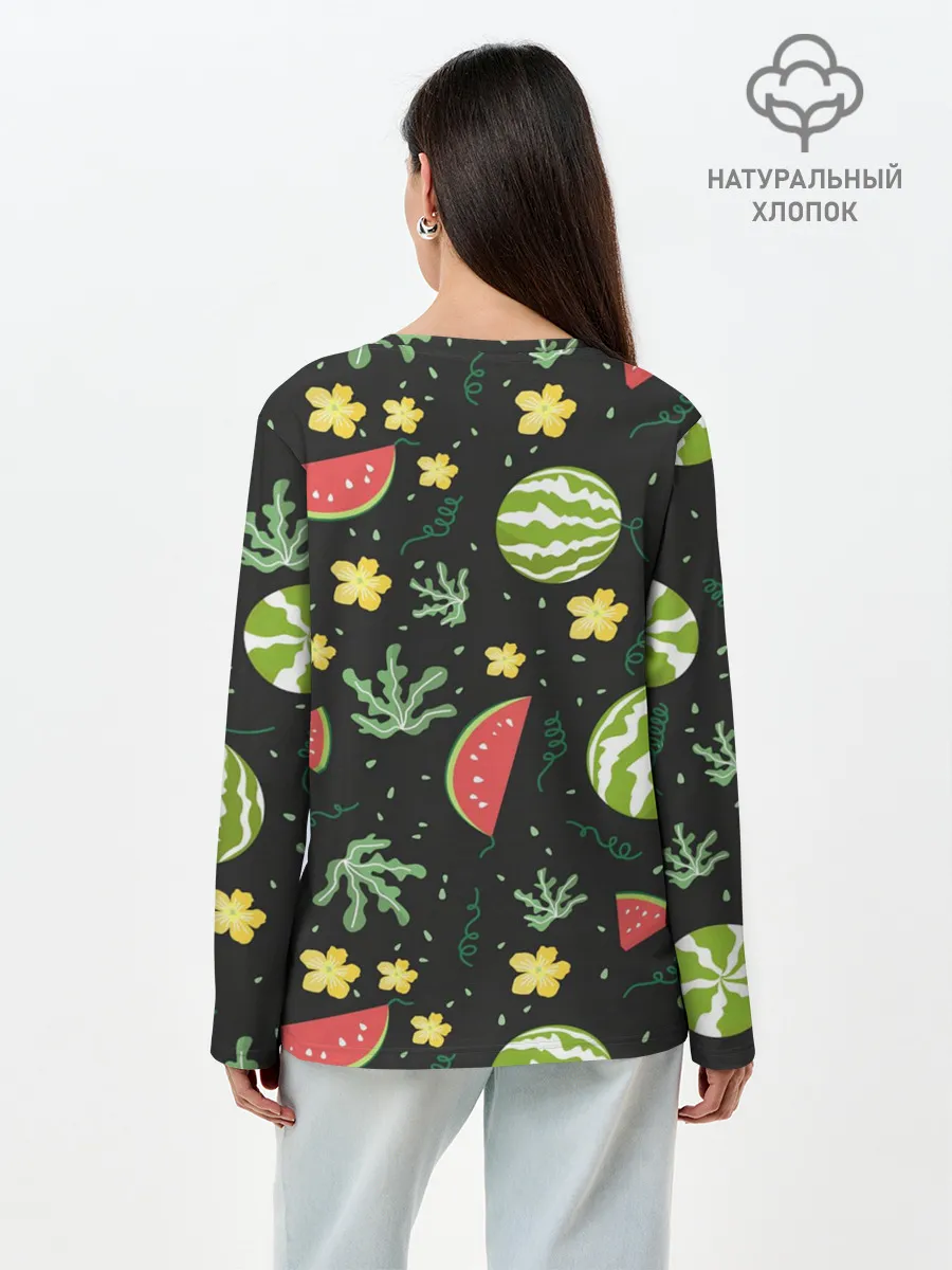 Лонгслив женский. Хлопок / Арбузики
