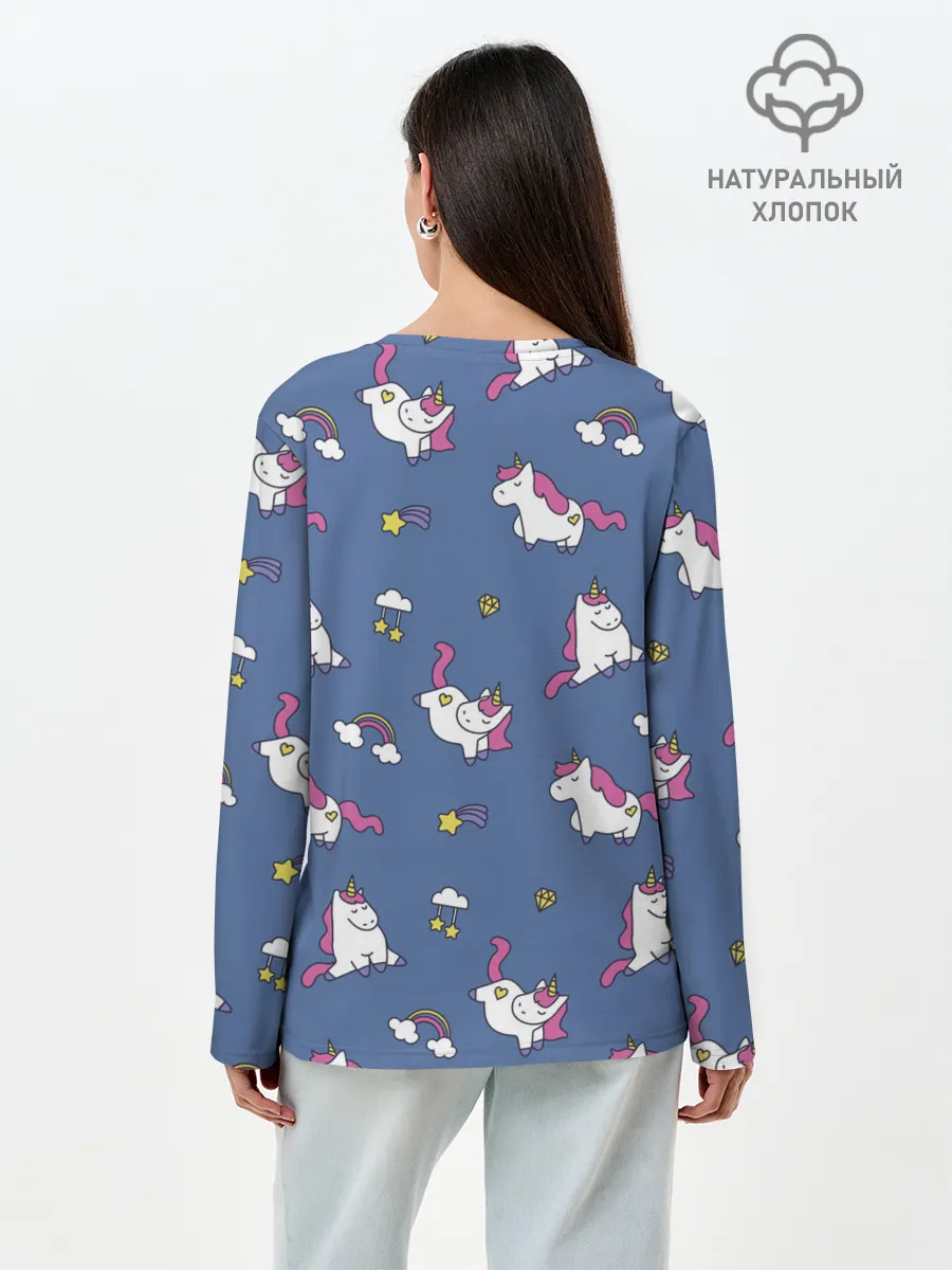 Лонгслив женский. Хлопок / Сон единорога