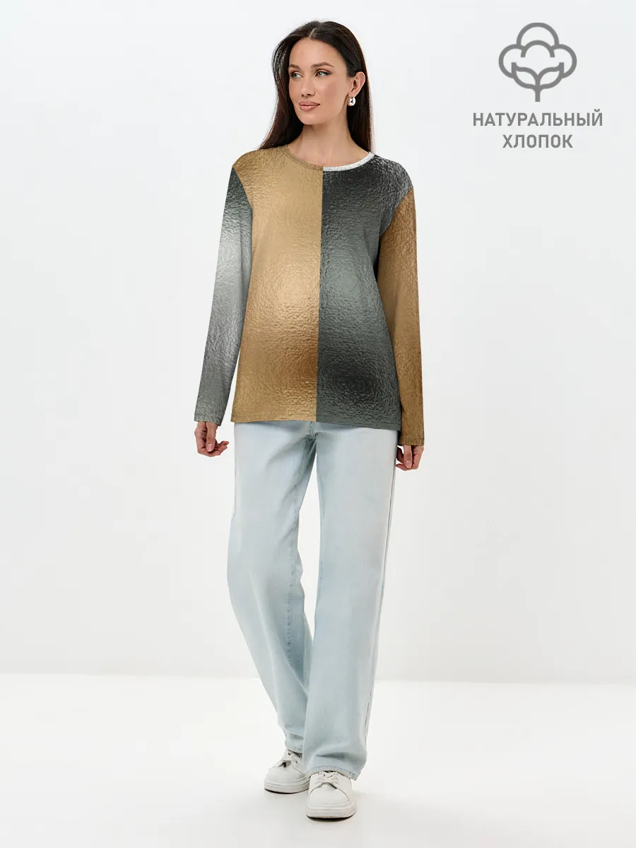 Лонгслив женский. Хлопок / Золото и Серебро