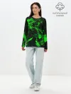 Лонгслив женский. Хлопок / Зелёная краска
