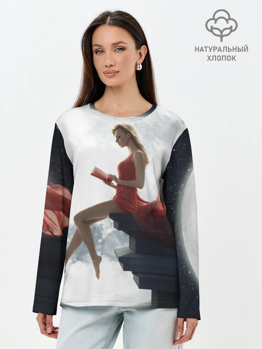 Лонгслив женский. Хлопок / На Луне
