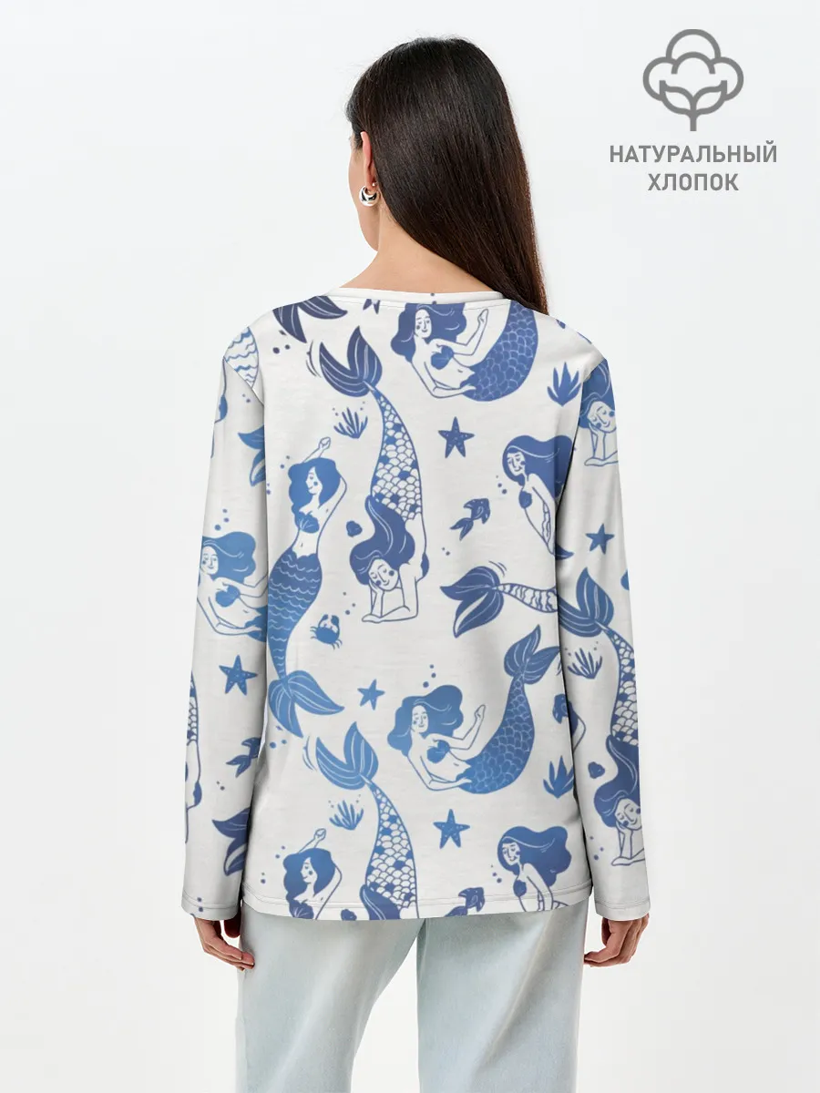 Лонгслив женский. Хлопок / Мир русалок