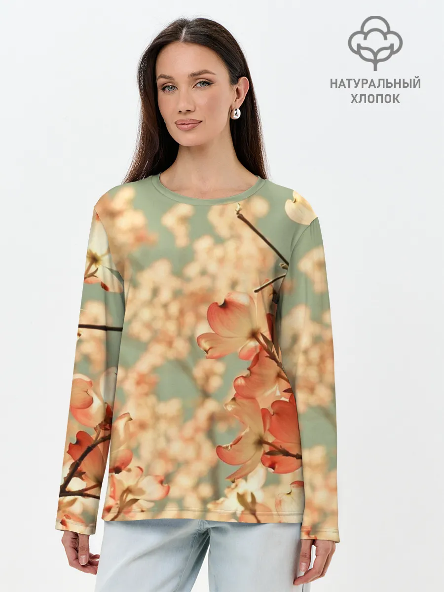 Лонгслив женский. Хлопок / Flowers