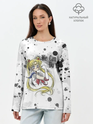 Лонгслив женский. Хлопок / Sailor Moon. We can do it!